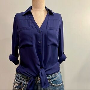 Express Portofino Women's Dark Blue Button-Up Blouse. Size S. Like new